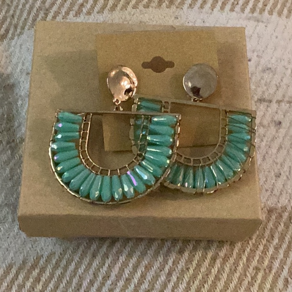 Turquoise and Gold Statement Earrings